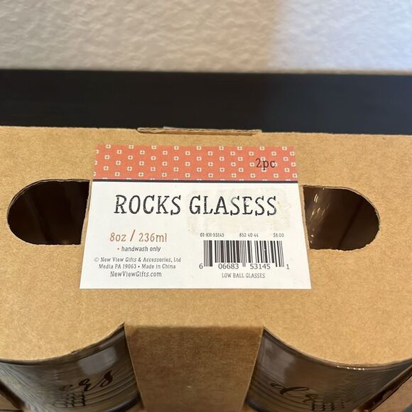 New Set of Two Rocks Glasses "Cheers to You" and "Drink Up" ~ 8 Ounces Each - Picture 2 of 3